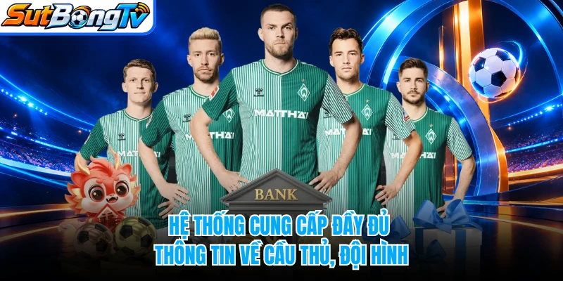 Hệ thống cung cấp đầy đủ thông tin về cầu thủ, đội hình